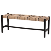 bali & pari Prita Woven Paper Loom Bench with Mahogany Wood Frame - Handcrafted Accent Seating for Dining Room or Entryway, Black Baxton Studio restaurant furniture, hotel furniture, commercial furniture, wholesale living room furniture, wholesale ottoman, classic ottoman